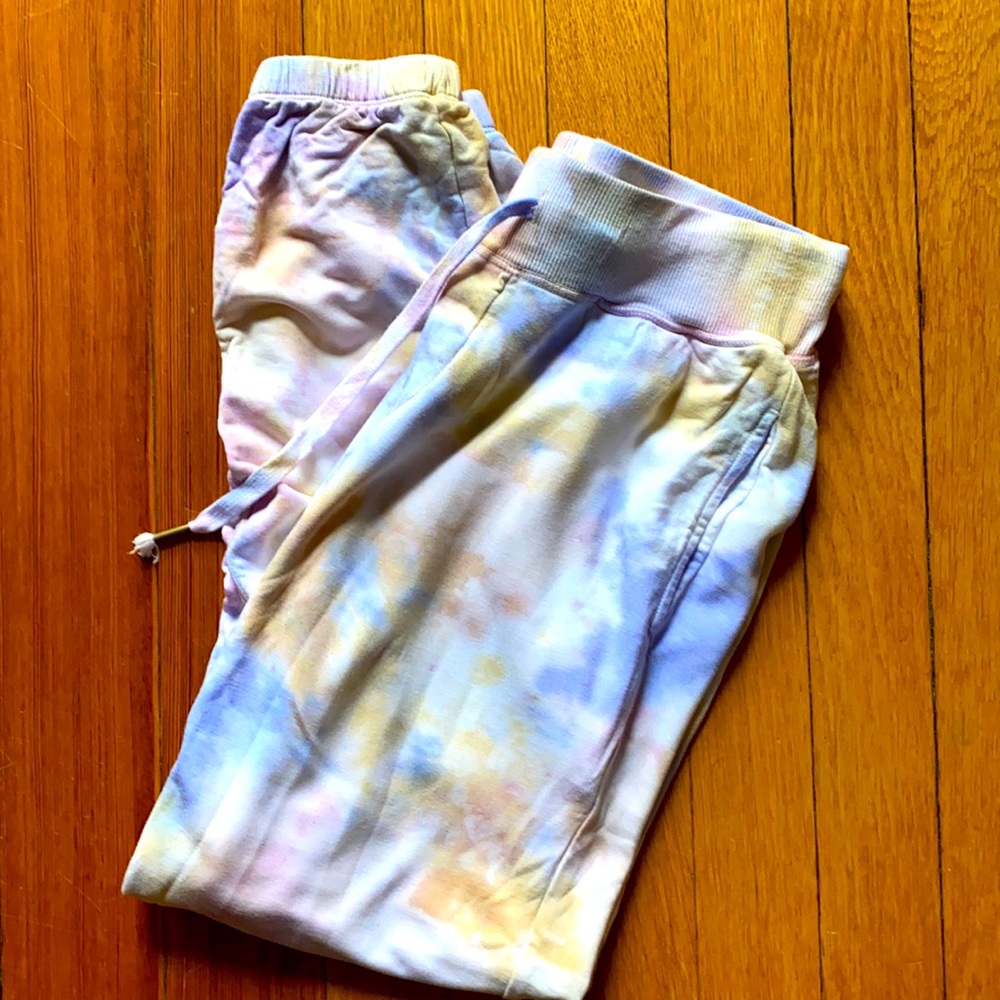Pink tie-dyed jogger pants